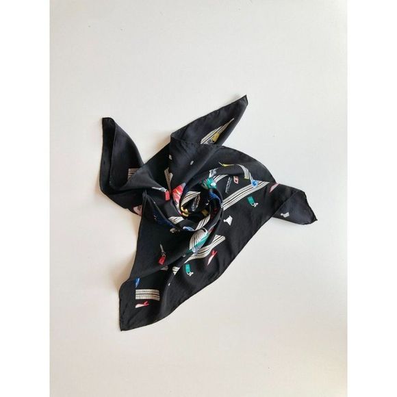 Vintage FORD MOTOR COMPANY Black Auto Car Print Silk 23" x 23" Square Scarf - Picture 2 of 11